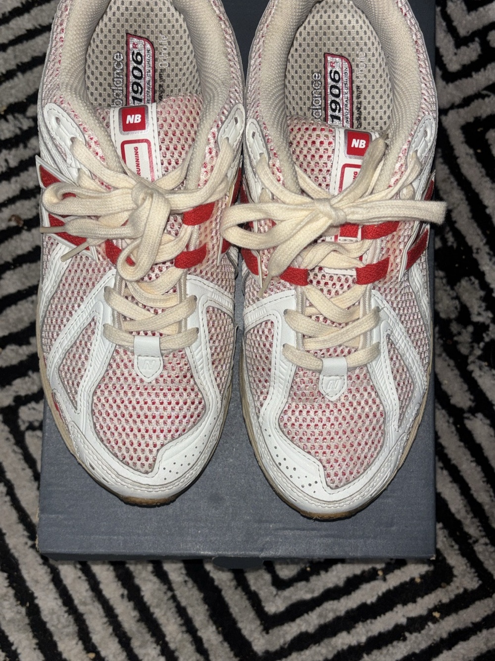 New Balance Men’s ' 1906 White & Red Mesh Sneakers